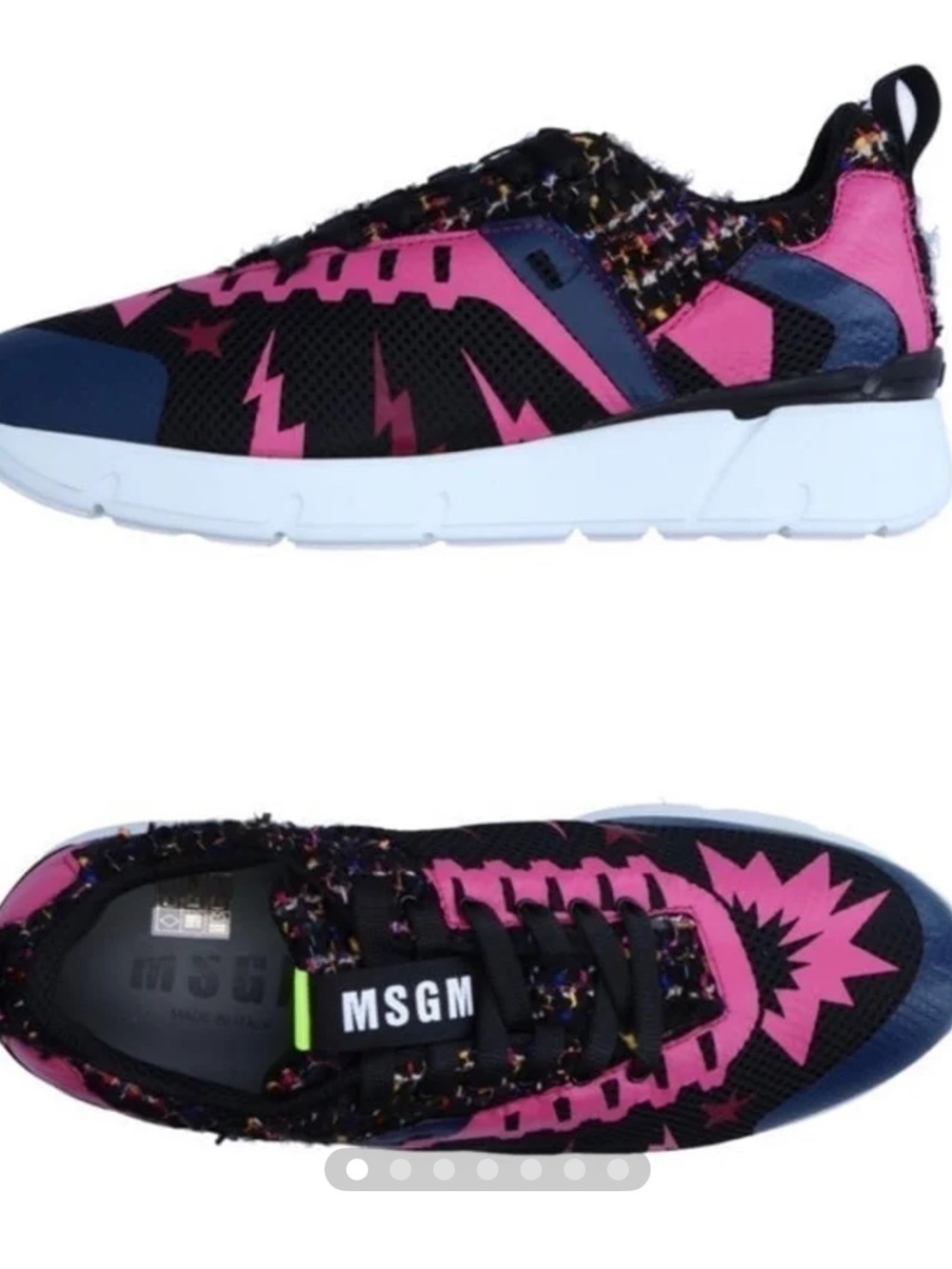 MSGM Black & Pink Girls' Athletic Sneakers with Navy Details